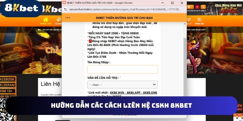 3 cách liên hệ dịch vụ CSKH của 8kbet nhanh gọn